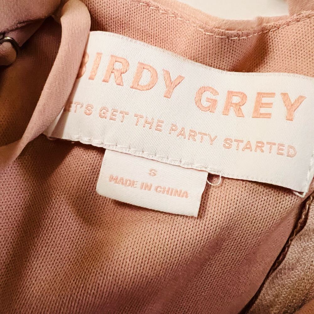 Birdy Grey Theresa Ruffle Front Split Maxi Dress Size S Small Taupe - Picture 5 of 11